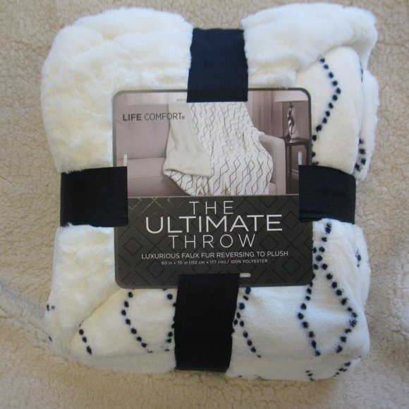 Life Comfort Bedding Life Comfort Ultimate Faux Fur Throw Whitenavy